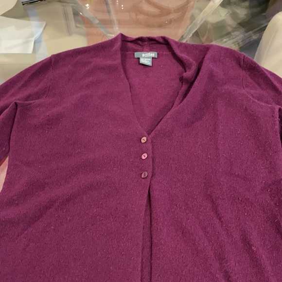 Griffen Cashmere plum 2 button cardigan sweater 100% cashmere - Picture 2 of 7